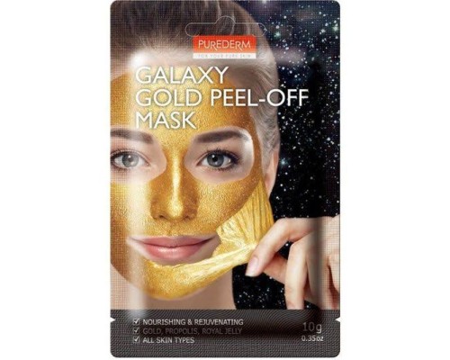 Маска-пилинг для лица Purederm Galaxy Gold Peel-Off Mask золотая, омолаживающая, 10 г