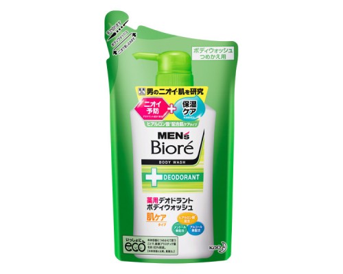 Мужское пенящееся мыло для тела KAO Men's Biore с противовоспалительным и дезодорирующим эффектом, с цветочным ароматом, сменная упаковка, 380 мл