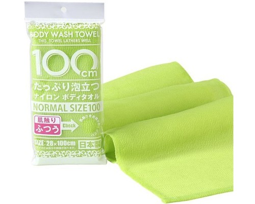 Массажная мочалка для тела Yokozuna Shower Long Body Towel средней жесткости, салатовая