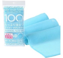 Массажная мочалка для тела Yokozuna Shower Long Body Towel средней жесткости, голубая