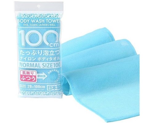 Массажная мочалка для тела Yokozuna Shower Long Body Towel средней жесткости, голубая