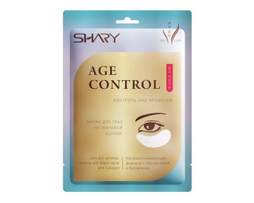 Маска для глаз на тканевой основе  Shary Age Control Контроль над временем, Черная икра и коллаген, 7 г