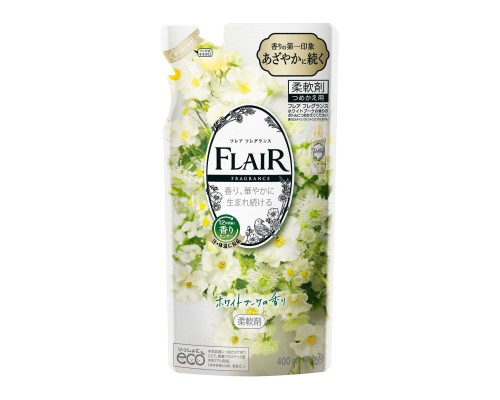 Кондиционер-смягчитель для белья KAO Flaire Fragrance White Bouquet с нежным ароматом белых цветов, сменная упаковка, 400 мл