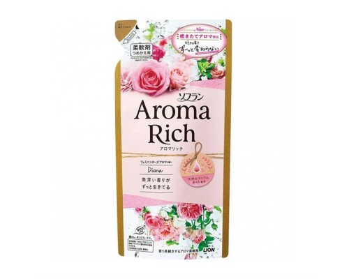 Кондиционер для белья Lion Soflan Aroma Rich Diana с натуральными ароматическими маслами (женский аромат), сменная упаковка, 400 мл