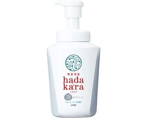 LION Бархатное увлажняющее мыло-ПЕНКА для тела с ароматом кремового мыла “Hadakara" 550 мл (дозатор)