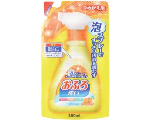 Чистящая спрей-пена для ванны Nihon Foam Spray Bathing Wash с антибактериальным эффектом и апельсиновым маслом, сменная упаковка, 350 мл