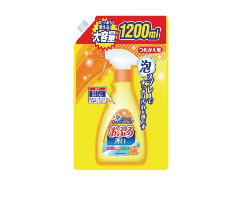 LION Чистящая спрей-пена для ванны "Foam spray Bathing wash" (с антибактериальным эффектом и апельсиновым маслом) МУ с крышкой 1200 мл