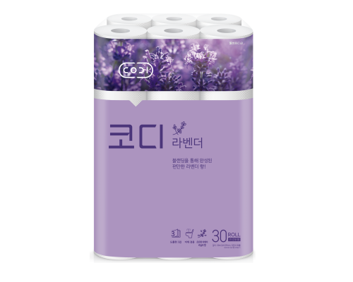 LION Особомягкая туалетная бумага "Codi Lavender" с ароматом лаванды (трехслойная, тиснёная) 30 рулонов