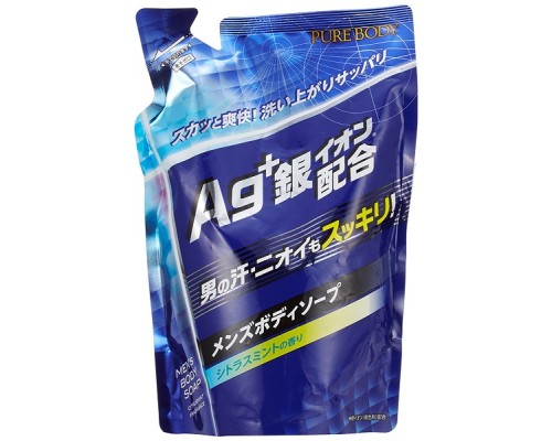 LION Крем-мыло для мужчин с ионами серебра увлажняющее, дезодорирующее (с ароматом мяты и цитруса) МУ 400 мл