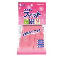 LION Резиновые перчатки (средней толщины, с внутренним покрытием) розовые РАЗМЕР M, 1 пара