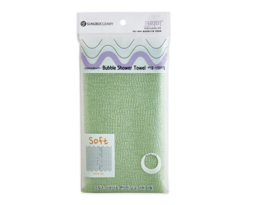 Мочалка для тела Sungbo Cleamy Bubble Shower Towel с плетением «Сетка» и текстурными нитями, средней жёсткости, 1 шт