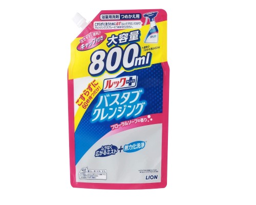 LION Чистящее средство для ванной комнаты "Look Plus" быстрого действия (с ароматом мыла), мягкая упаковка с крышкой 800 мл