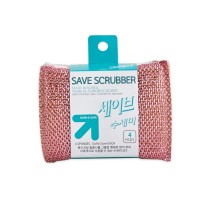 LION Набор губок "Save Scrubber" для мытья посуды и кухонных поверхностей, (размер 13 х 9 х 1,5 см) х 4 шт