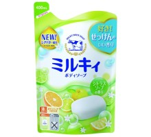 Молочное увлажняющее жидкое мыло для тела Cow Milky Body Soap с цитрусовым ароматом, сменная упаковка, 400 мл