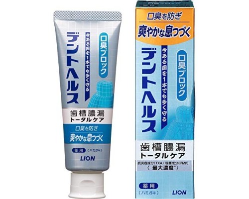 LION Зубная паста "Dent Health" для профилактики опущения, кровоточивости дёсен, галитоза и длительной свежести дыхания (коробка) 85 г