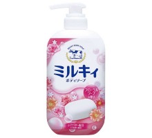LION Молочное увлажняющее жидкое мыло для тела с цветочным ароматом "Milky Body Soap" дозатор 550 мл