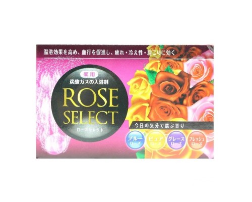 LION Шипящая соль для ванны "Medicated bath salts Rose" (4 аромата роз по 3 шт) 12 шт * 40 г