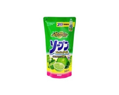 LION Жидкость для мытья посуды «Kaneyo - Свежий лайм» (мягкая упаковка) 500 мл