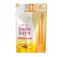 LION Экстра-увлажняющее жидкое мыло для тела с ароматом безупречной розы "Hadakara" (мягкая упаковка) 340 мл