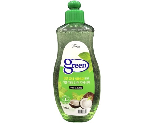 LION Средство для мытья посуды "Green" «Травы и кокос» (на натуральной основе) 500 мл