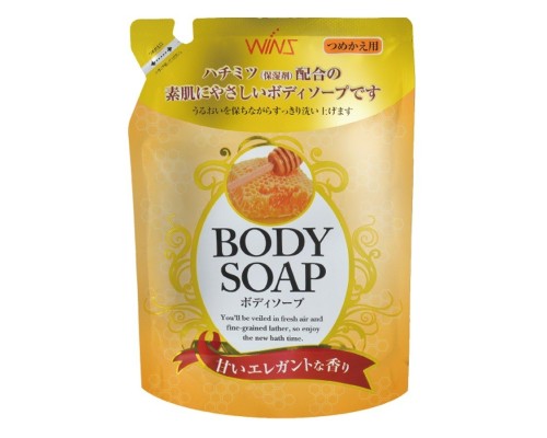 Крем-мыло для тела Nihon Wins Body Soap Honey увлажняющее с мёдом, сменная упаковка, 400 мл